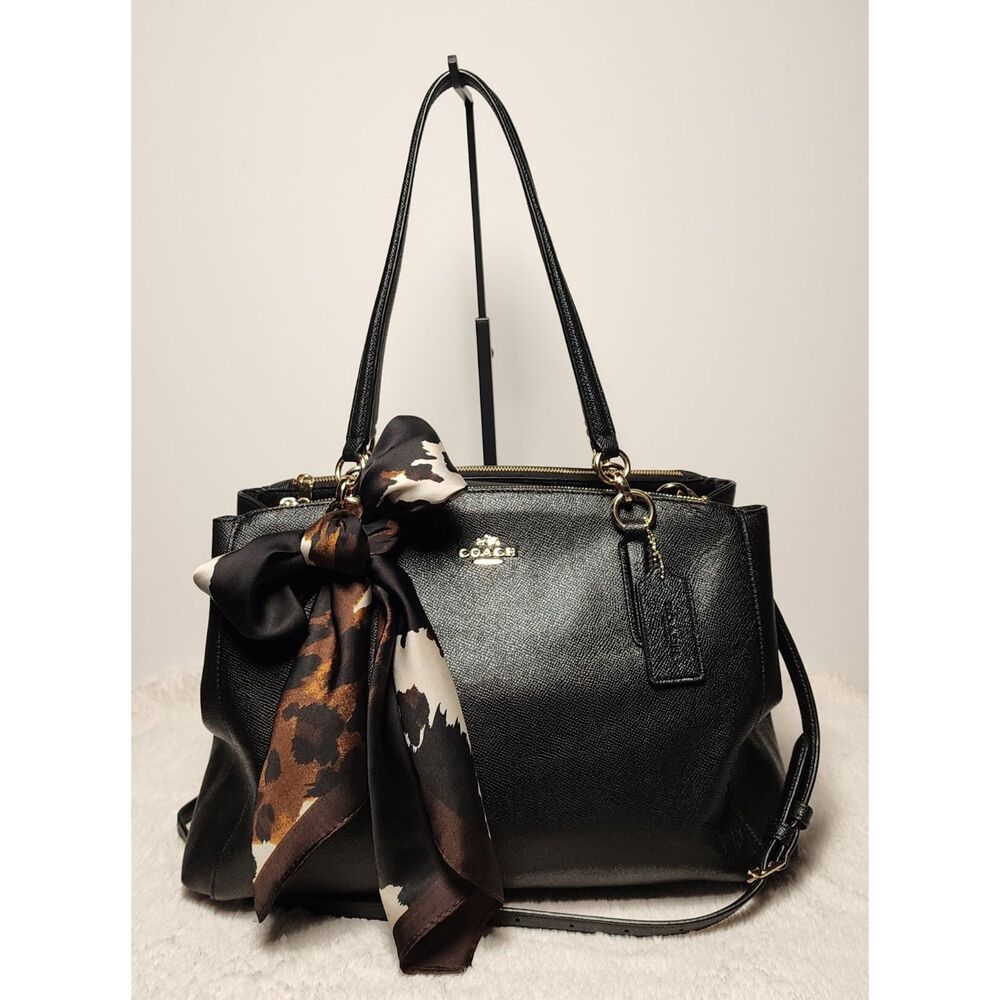 Coach Christie Carryall Black Gold Leather F57525
